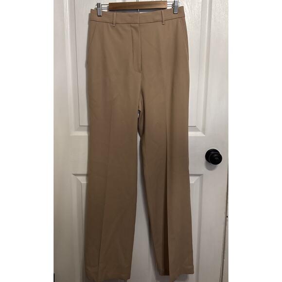 Max Mara Studio Women’s Wide Leg New Wool Dress Pants Size 42 US 8 Tan Crepe - Picture 1 of 6